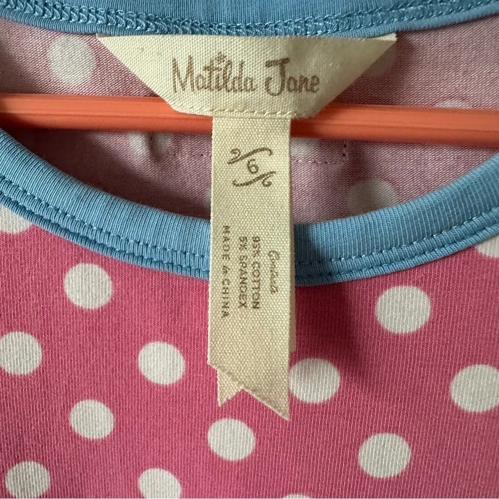 Matilda Jane Make Believe Collecting Leaves Lap Dress Size 6 Pink Polka Dot